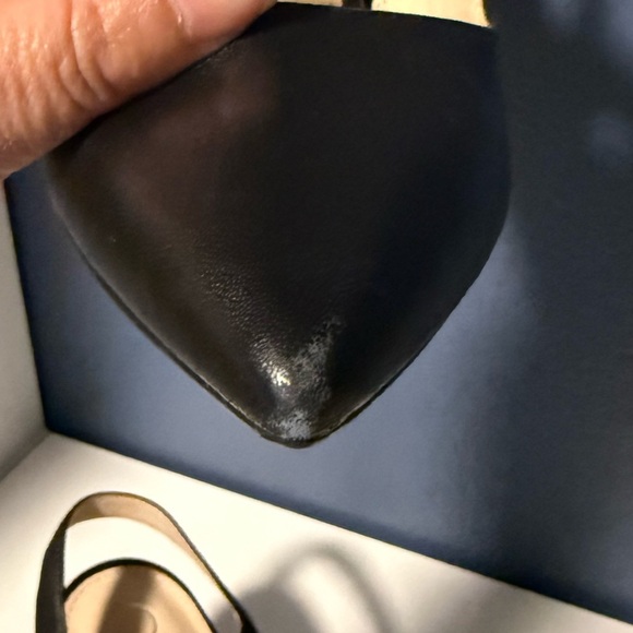 Calvin Klein Latin Pointed Toe Black Slingback Asymmetrical Strap Pumps - Picture 8 of 9